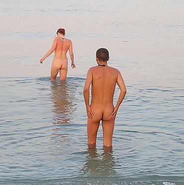 Granny naked at the beach